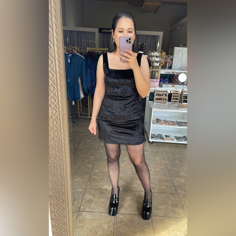 Little black Velvet Dress Own Brand Runway House of Style on Fb & Ig S&L left